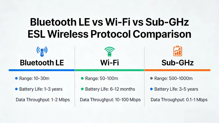 Bluetooth vs Wi{0}}Fi vs Sub-GHz Eticheta del scaffal eletronich